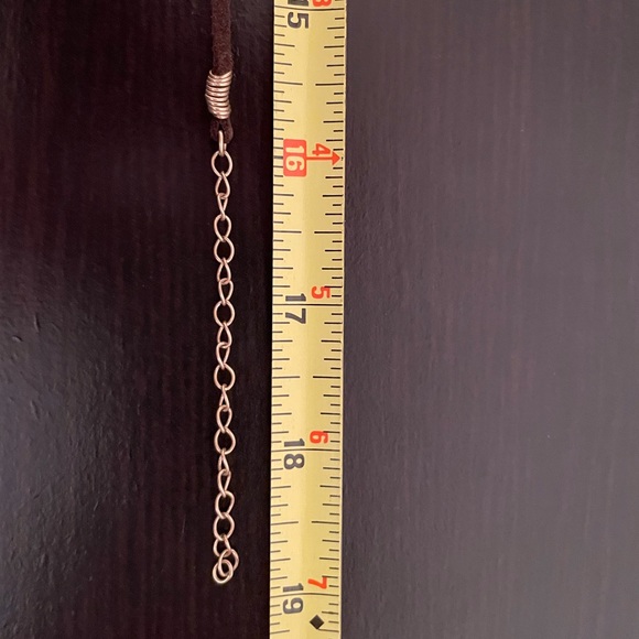 Necklace - gold oval charm on brown cord - Picture 8 of 8